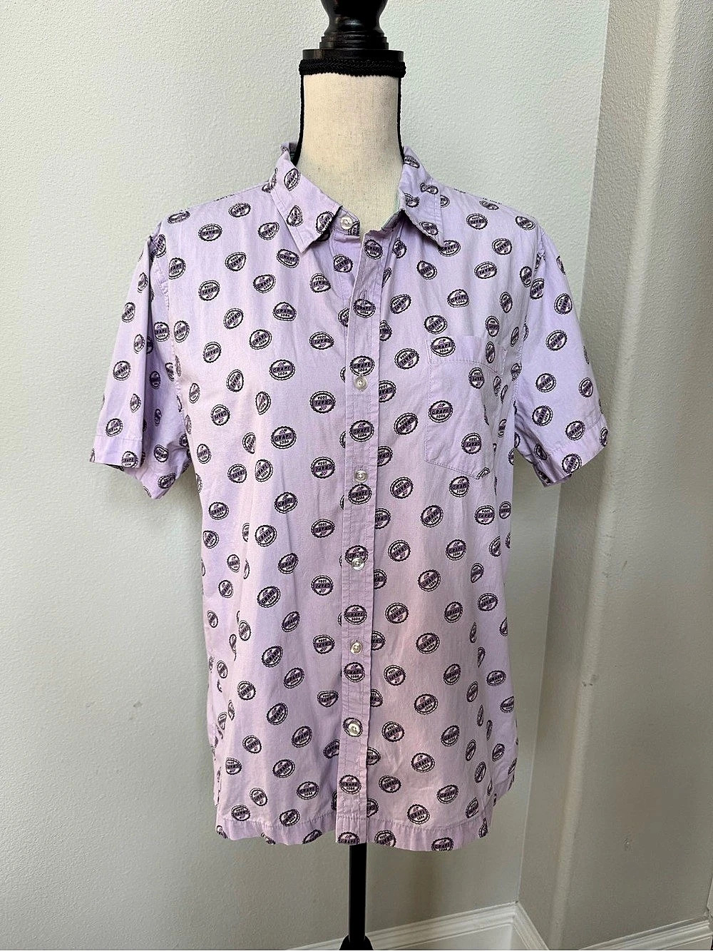 Disney Grape Soda Button-Up Short Sleeve Shirt Disney Pixar Up